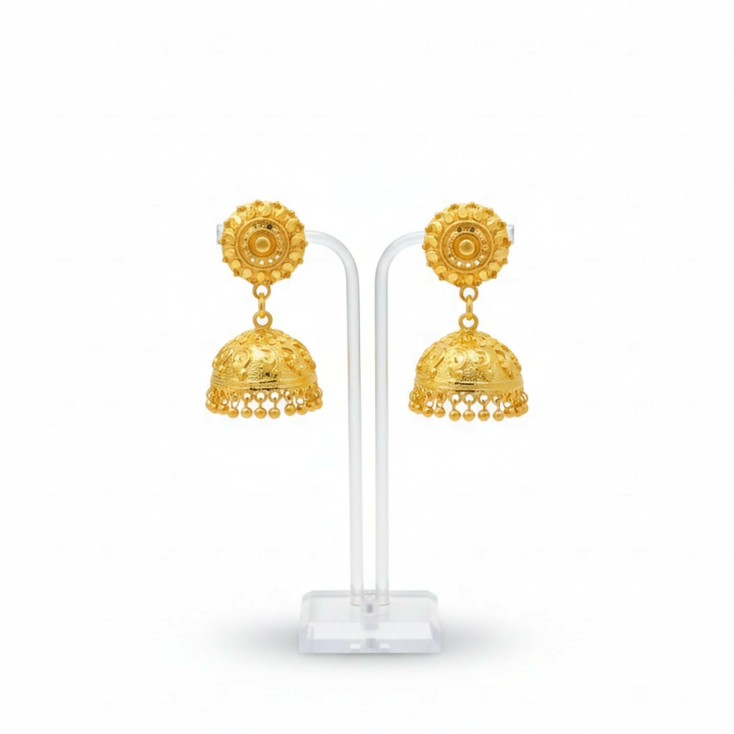 Golden Jhumka Earrings – Elegant Traditional Indian Jewellery