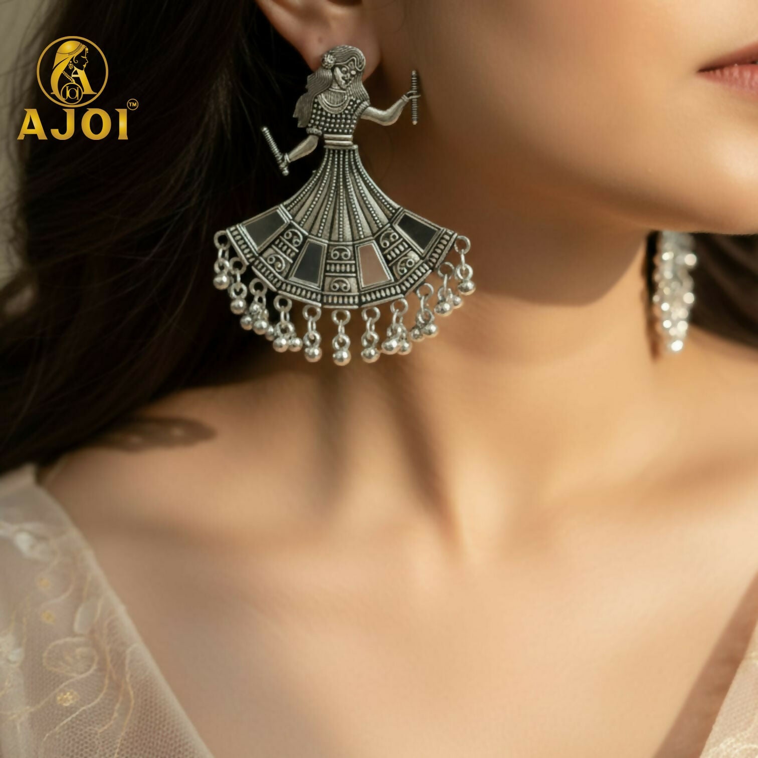 Tribal Dancer Earrings – Oxidized Silver with Ghungroo Beads