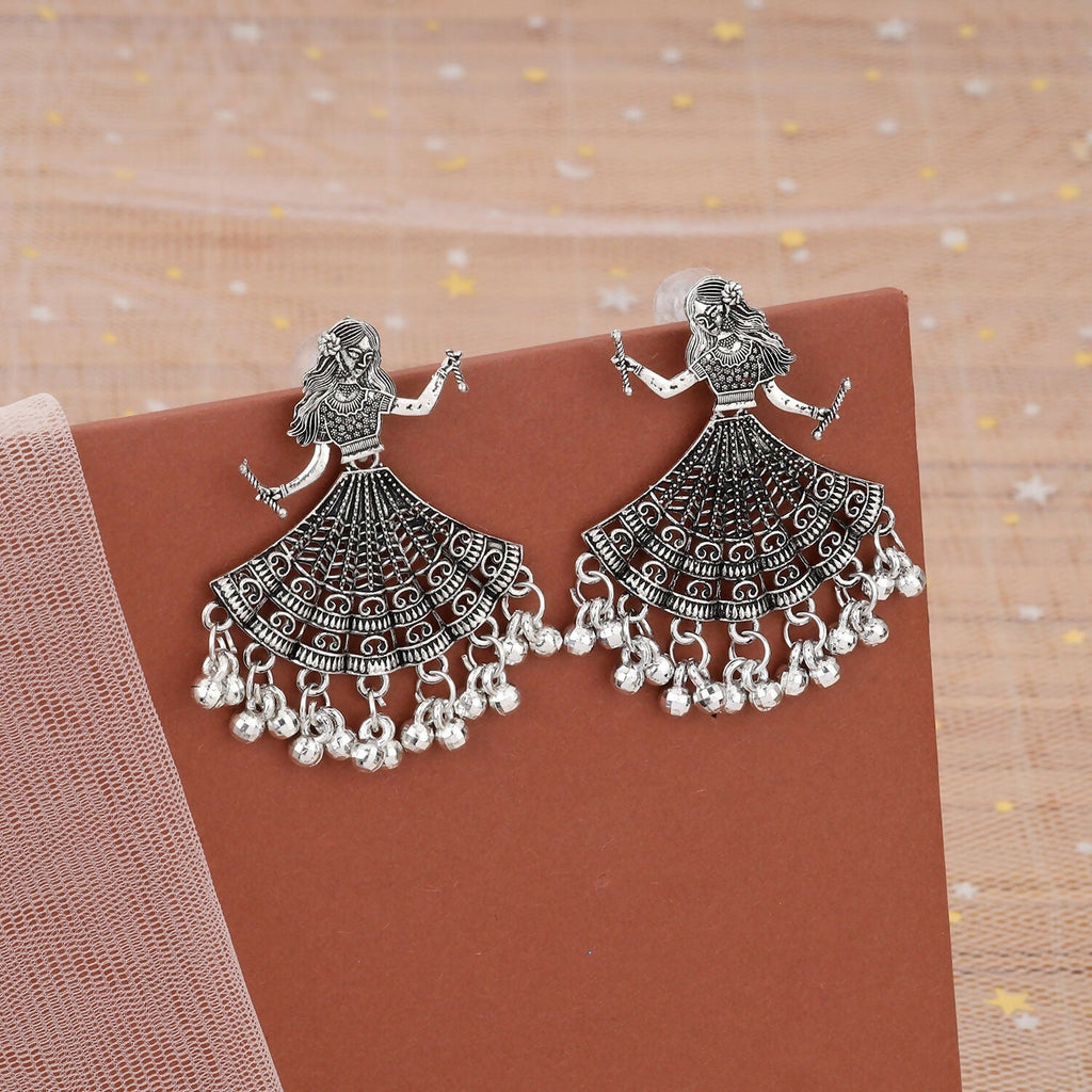 Oxidised Jhumka Earrings – Dancing Doll Ghungroo Design