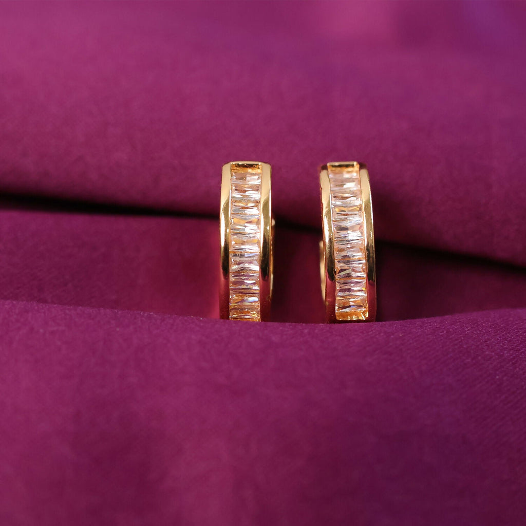 Crystal Studded Hoop Earrings – Elegant Lightweight Design