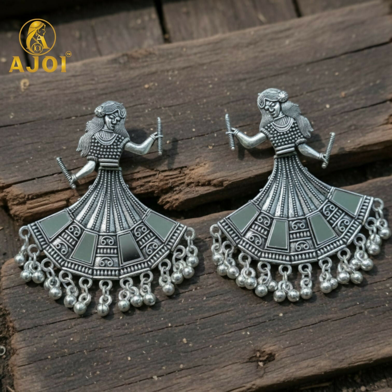 Tribal Dancer Earrings – Oxidized Silver with Ghungroo Beads