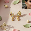 Gold Finish Earrings with Crystal & Red Stone Detailing – Elegant Style