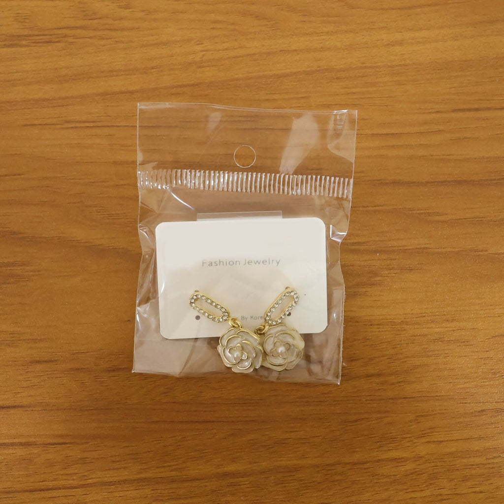 Gold Plated Flower Drop Earrings – Korean Style Elegant Design