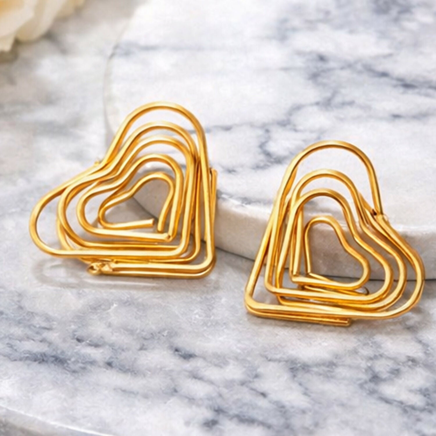 Gold Finish Heart Shape Bali Earrings – Lightweight & Elegant