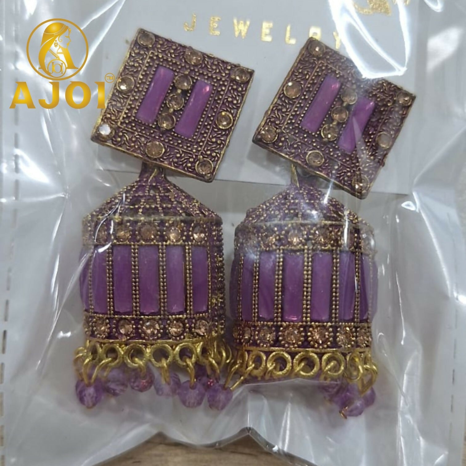Lavender Purple Designer Earrings – Elegant Beaded Drops