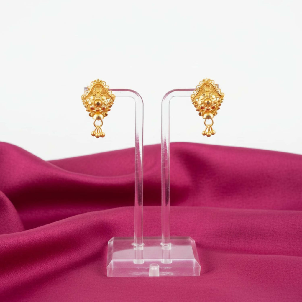 Golden Jhumka Earrings – Traditional Elegant Drops for Women