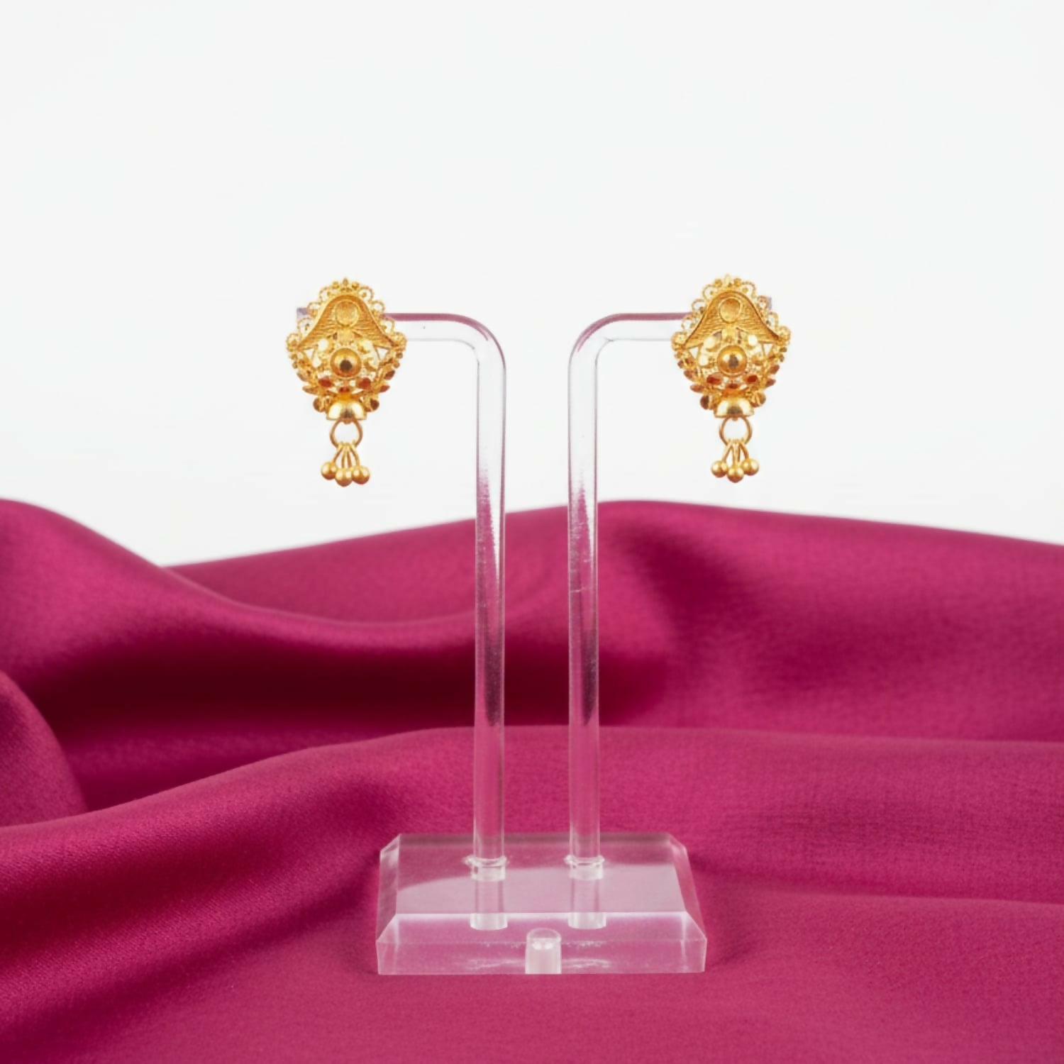 Golden Jhumka Earrings – Traditional Elegant Drops for Women