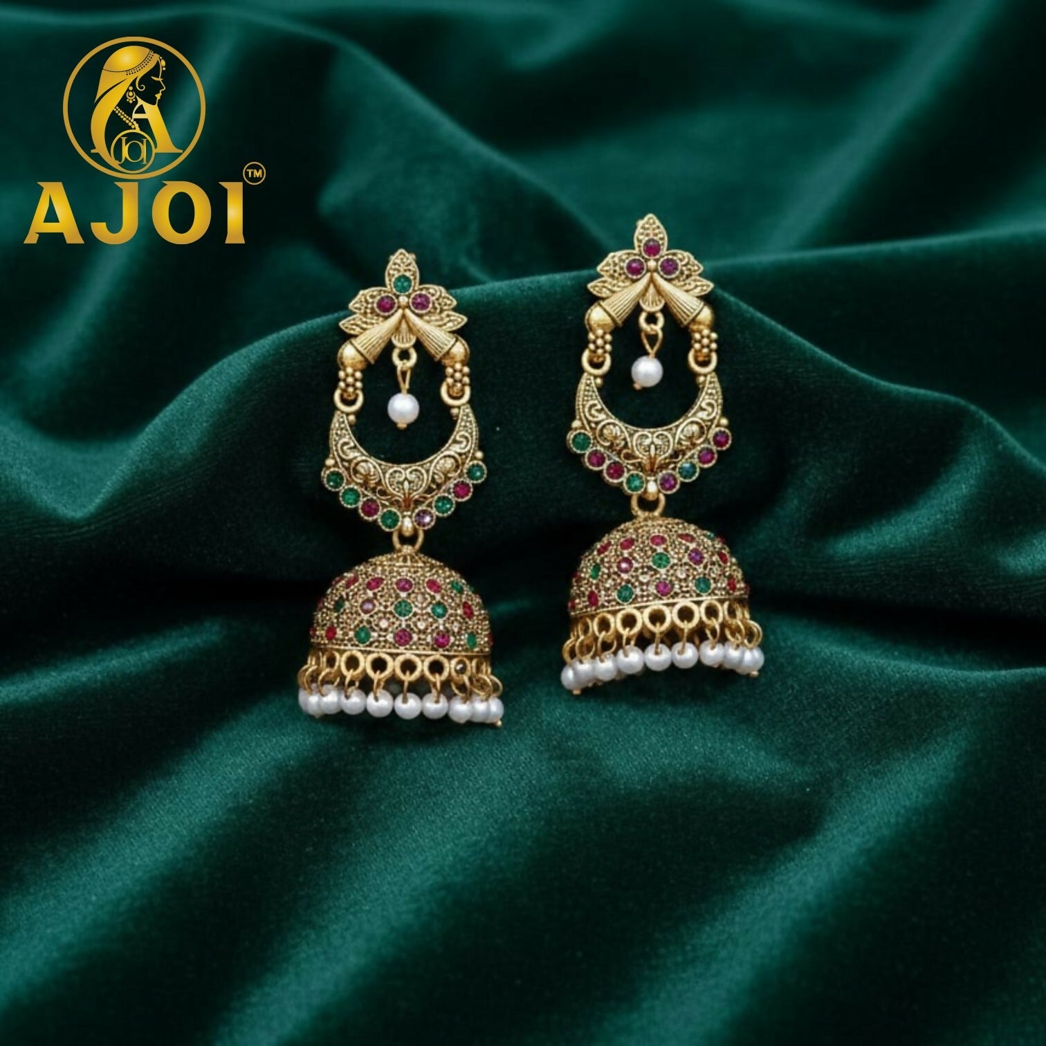 Multicolor Stone Jhumka Earrings – Premium Traditional Festive Jewellery