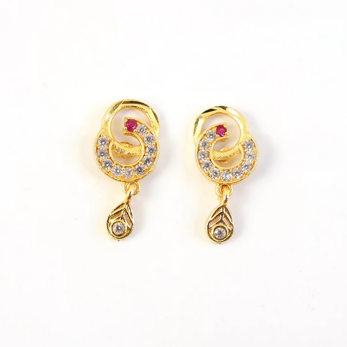 Gold Plated Teardrop Earrings – Elegant Stone Highlights