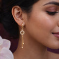 Gold-Tone Smiley Crystal Tassel Drop Earrings – Elegant Dangle Style