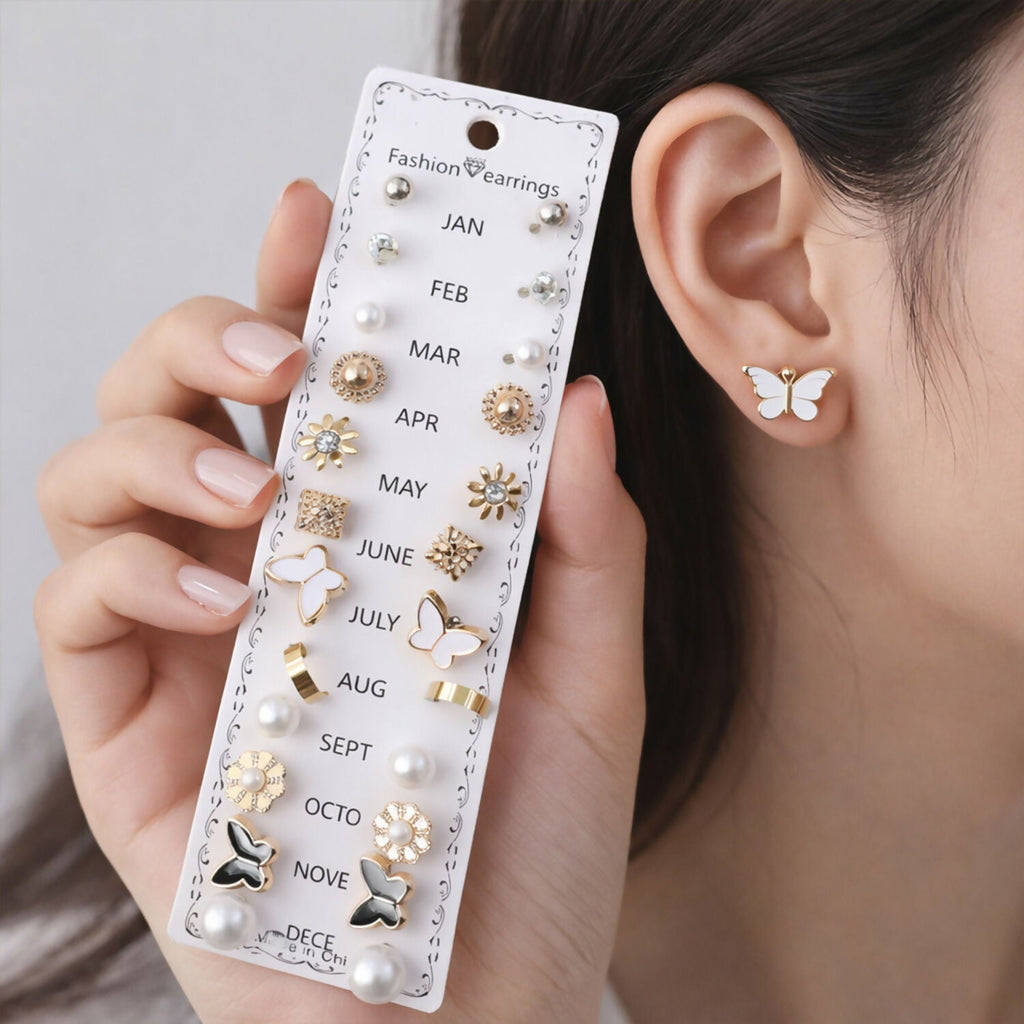 12-Month Birthstone Earrings – Complete Fashion Set