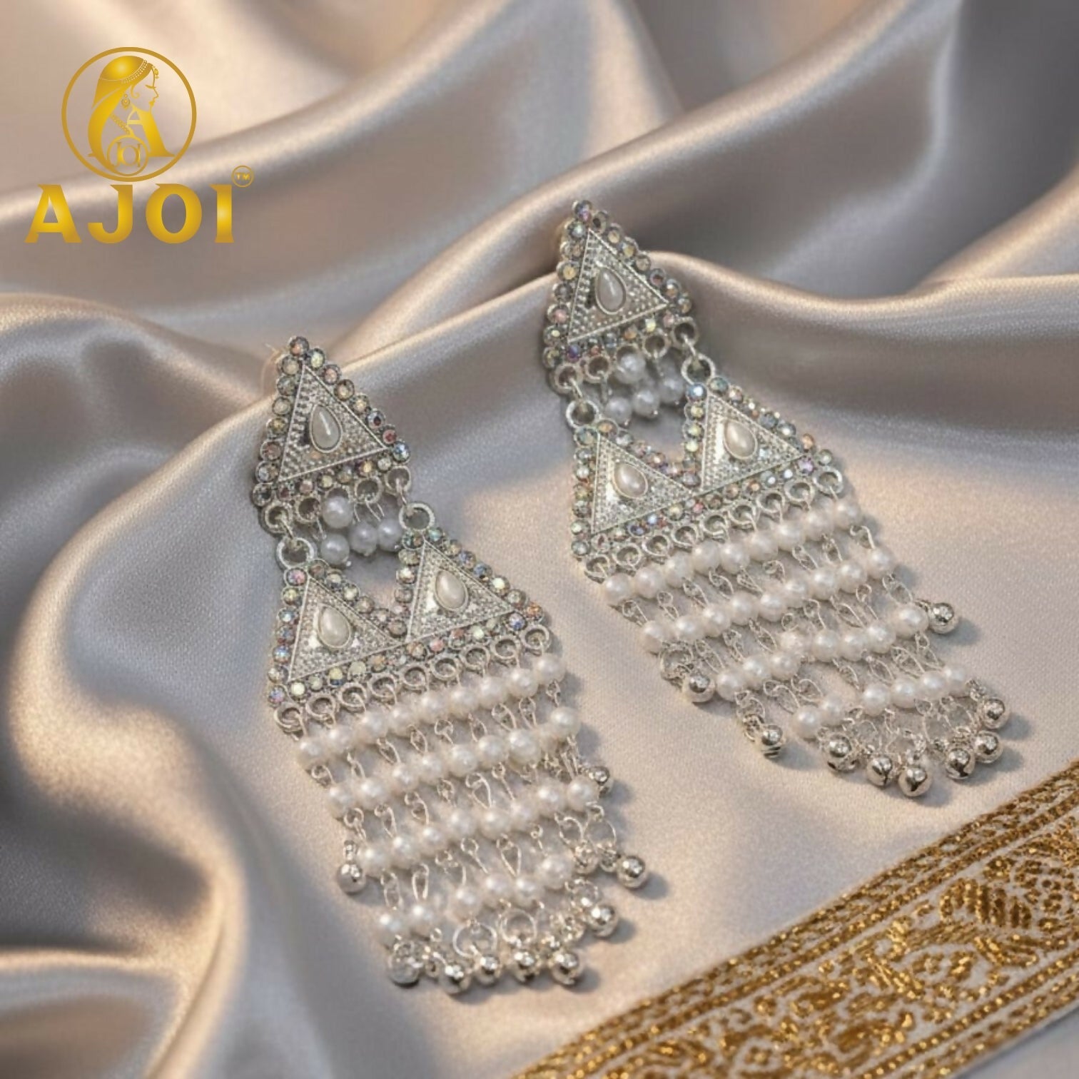 Pearl Drop Silver Earrings – Elegant Designer Tassels