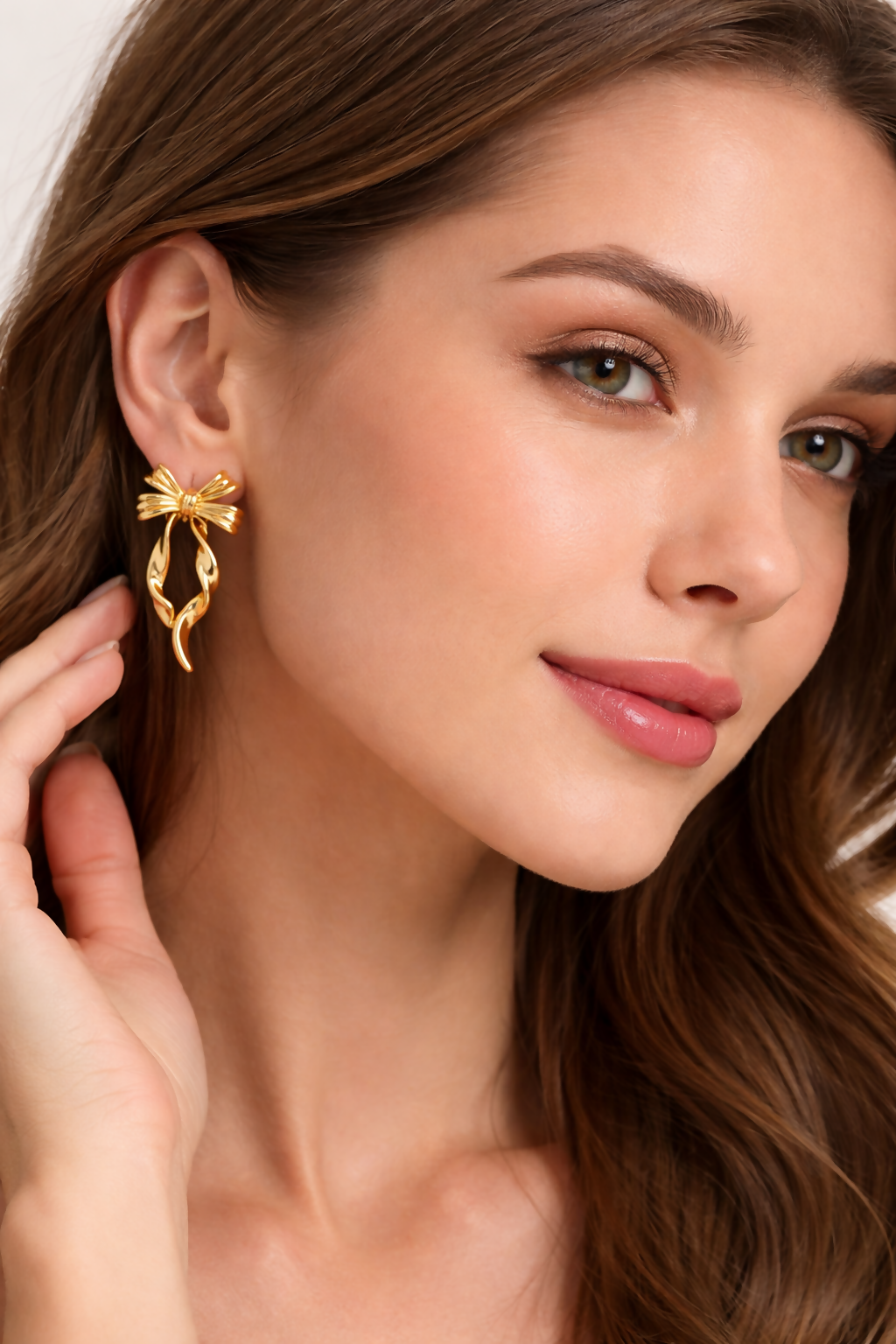 Gold Bow Drop Earrings – Elegant Party Wear for Women