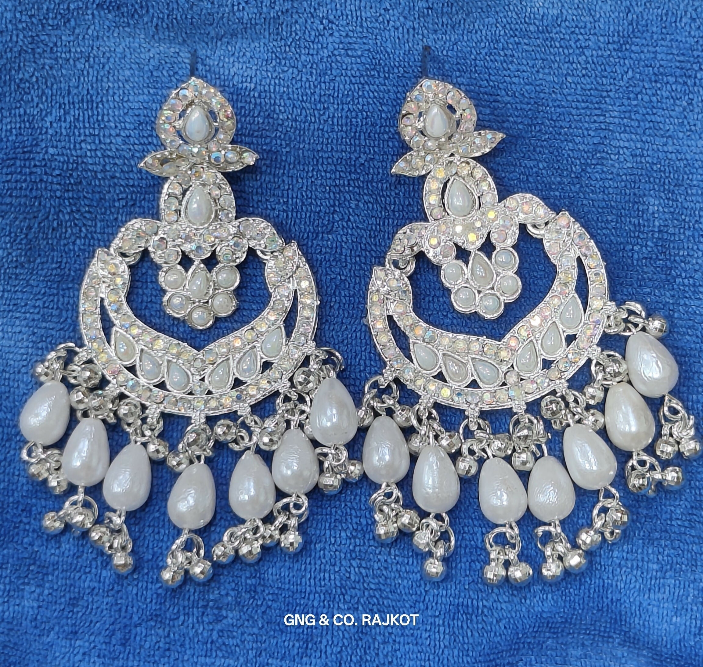 White Gold Long Earrings – Elegant Lightweight Jhumkas