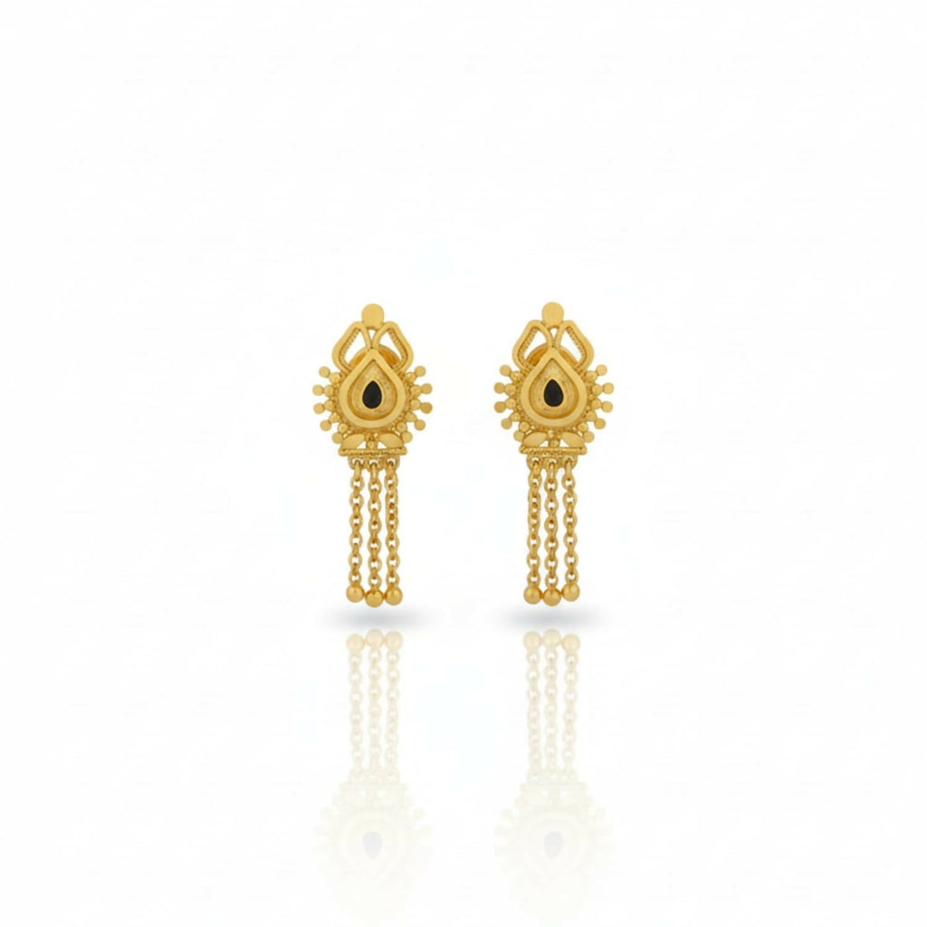 3 Line Golden Earrings – Lightweight Traditional Jhumka Jewellery
