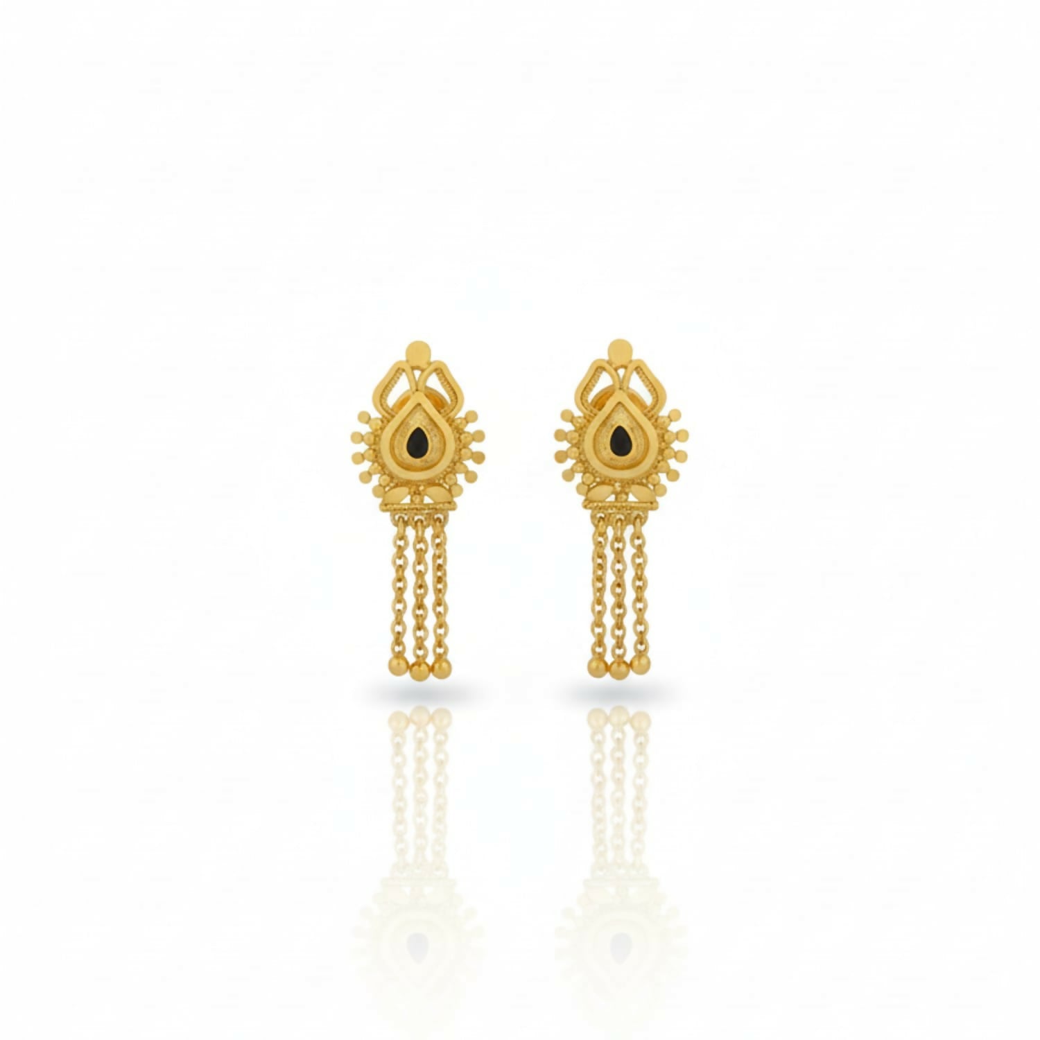 3 Line Golden Earrings – Lightweight Traditional Jhumka Jewellery