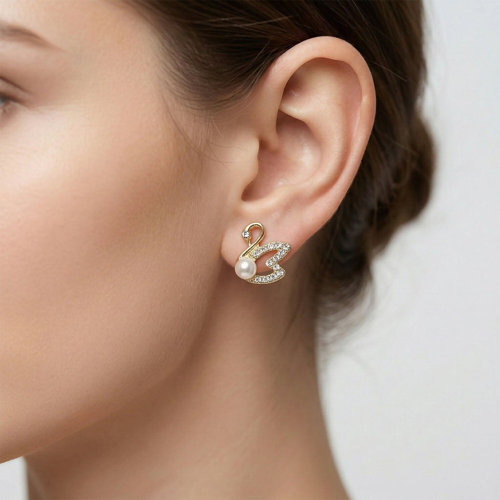 Pearl Butterfly Stud Earrings – Gold Plated Elegant Design | HV