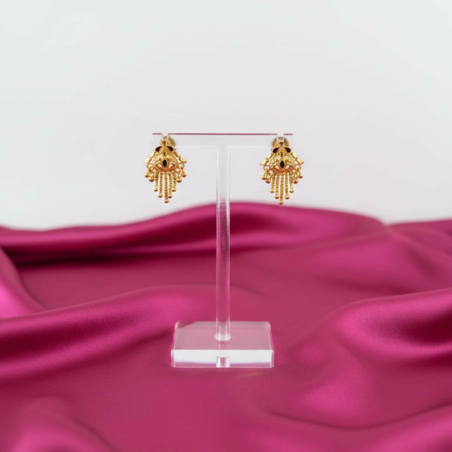 Gold-Plated Jhumka Earrings – Intricate Filigree & Enamel Design