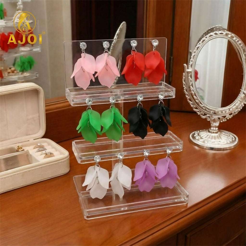 Floral Petal Drop Earrings – Lightweight Elegant Statement Jewelry