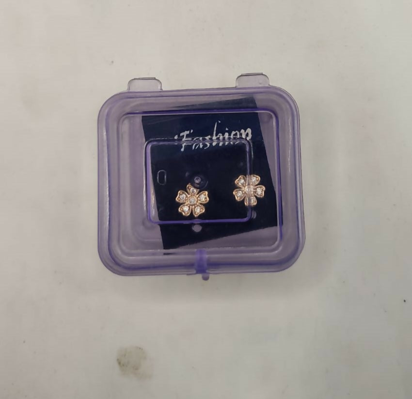 Rose Gold Flower Stud Earrings – Sparkling Cubic Zirconia Bloom