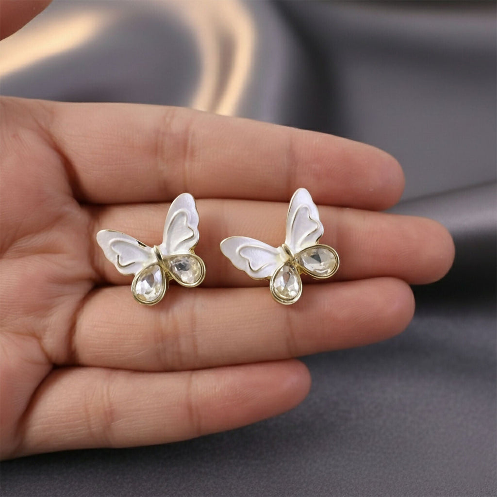 Butterfly Stud Earrings – Elegant Crystal Design for Women