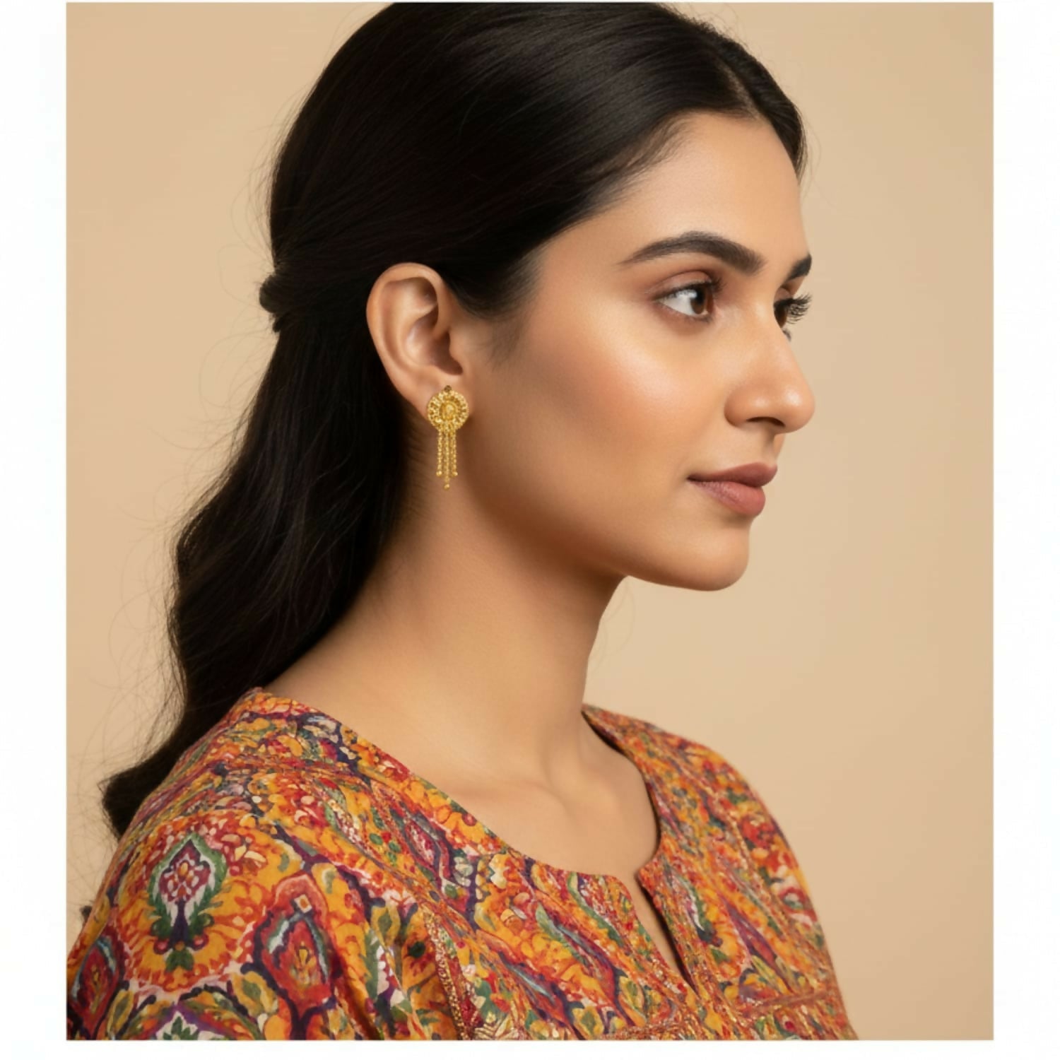Golden Jhumka Earrings – Traditional Ethnic Jewellery for Women