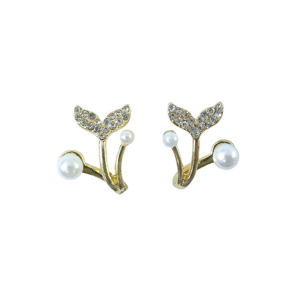 Mermaid Tail Pearl Stud Earrings – Elegant Korean Style Jewelry