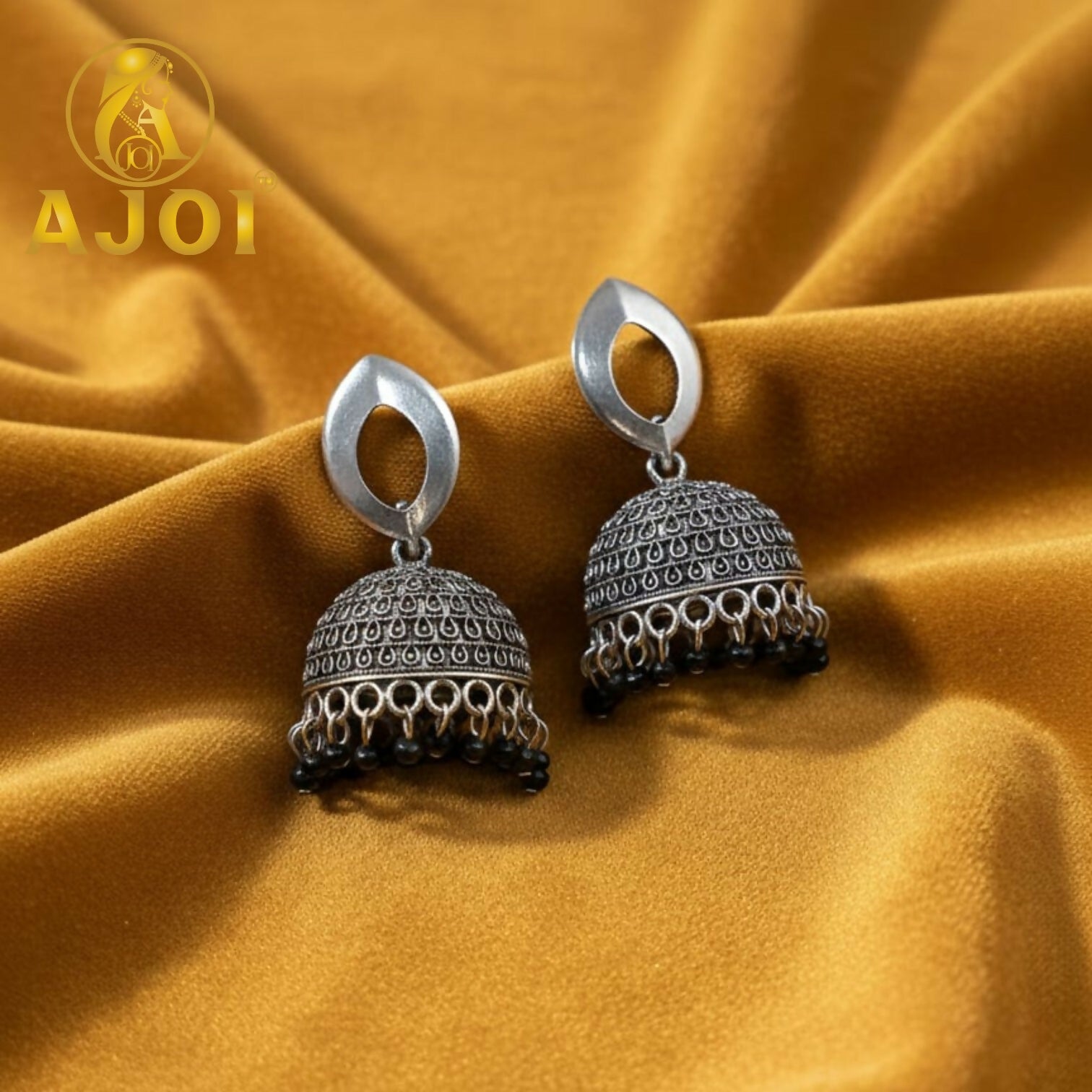 Silver Teardrop Jhumka Earrings – Elegant Traditional Design