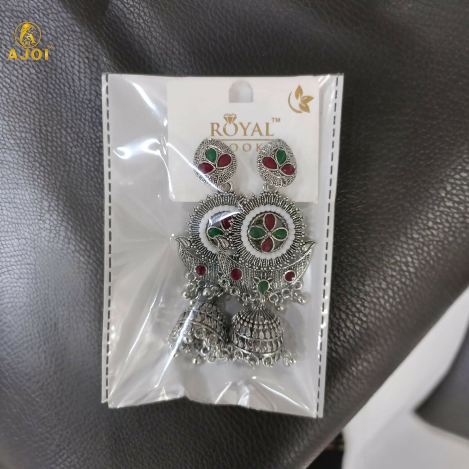 Oxidized Silver Jhumka Earrings – Multicolor Ethnic Elegance