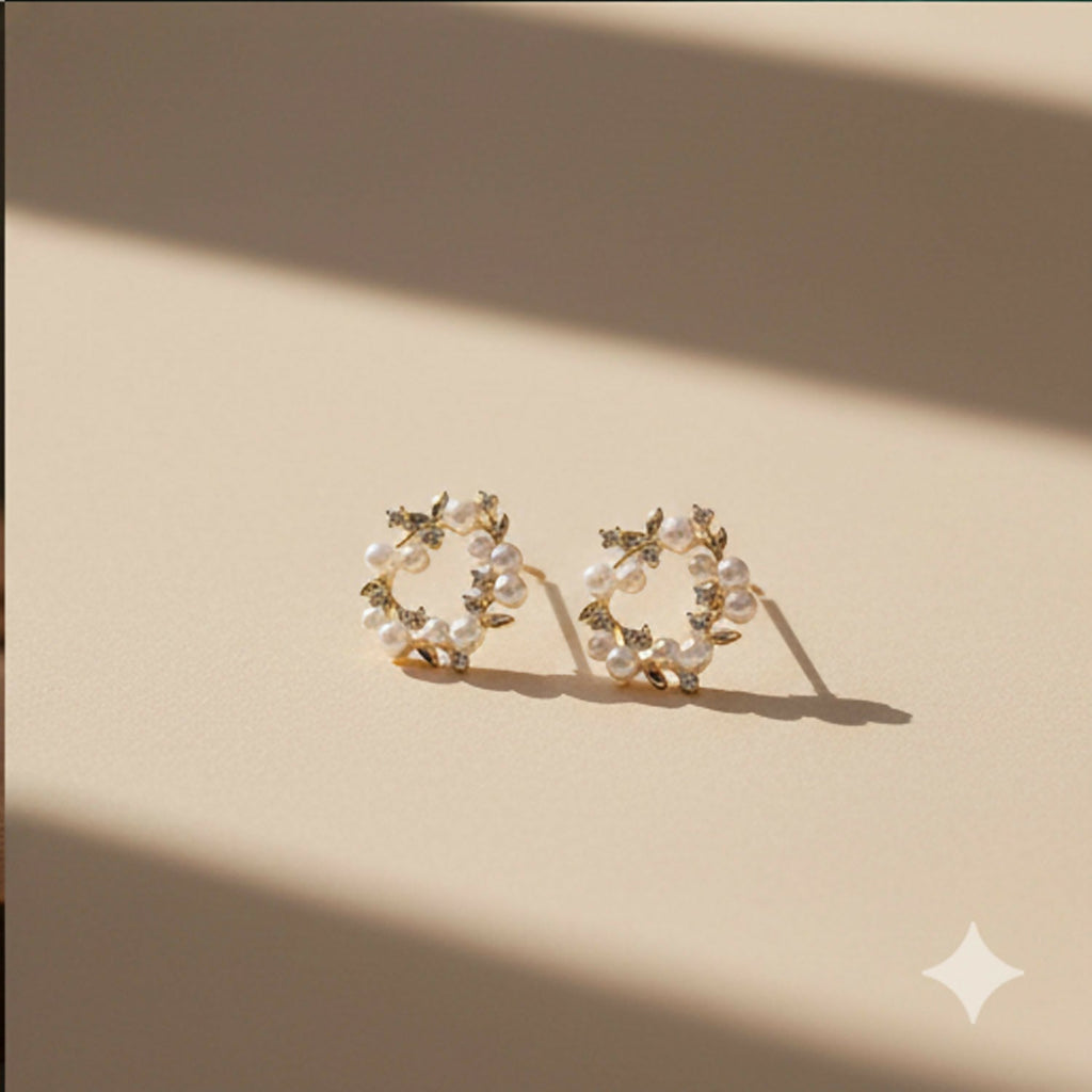 Pearl Wreath Earrings – Timeless Floral Circle Design