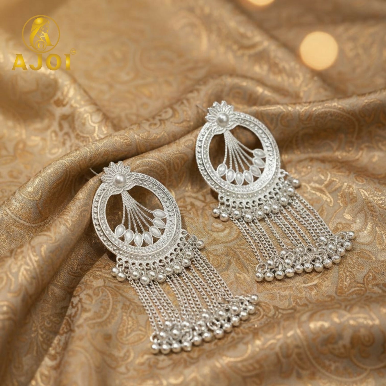 Silver Floral Tassel Earrings – Elegant Lightweight Drop Design