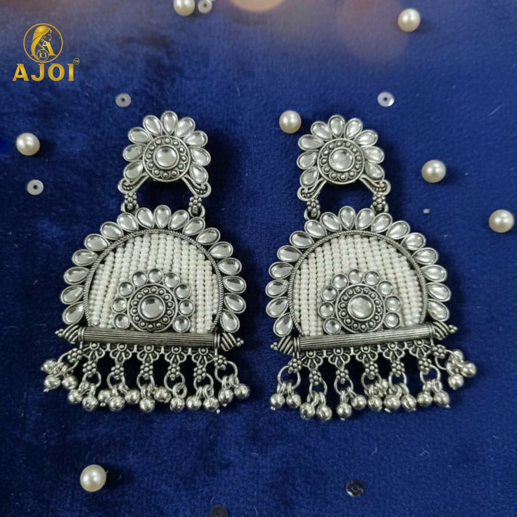 Oxidized Silver Jeco Chandbali Earrings – Elegant Traditional Jewelry