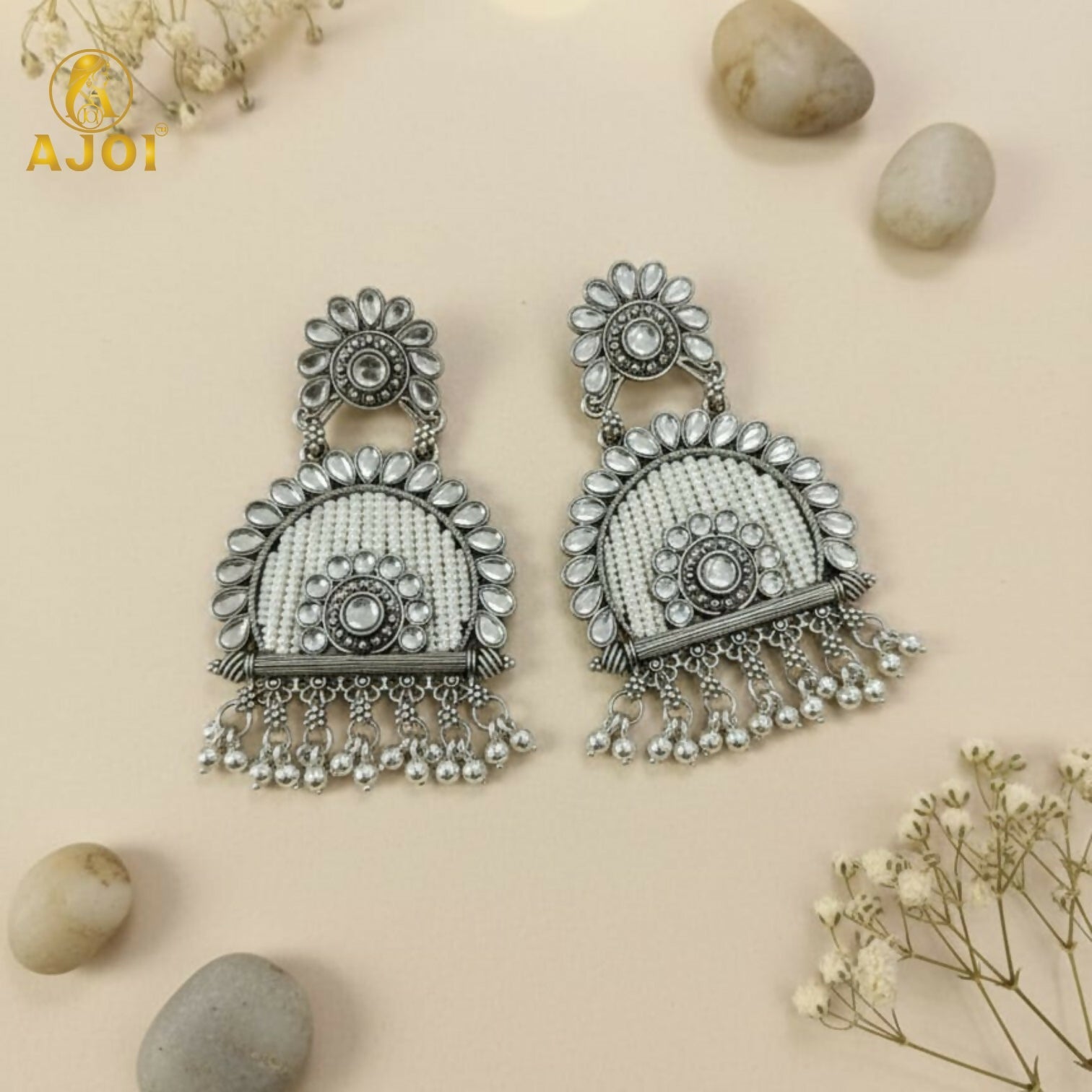 Oxidized Silver Jeco Chandbali Earrings – Elegant Traditional Jewelry