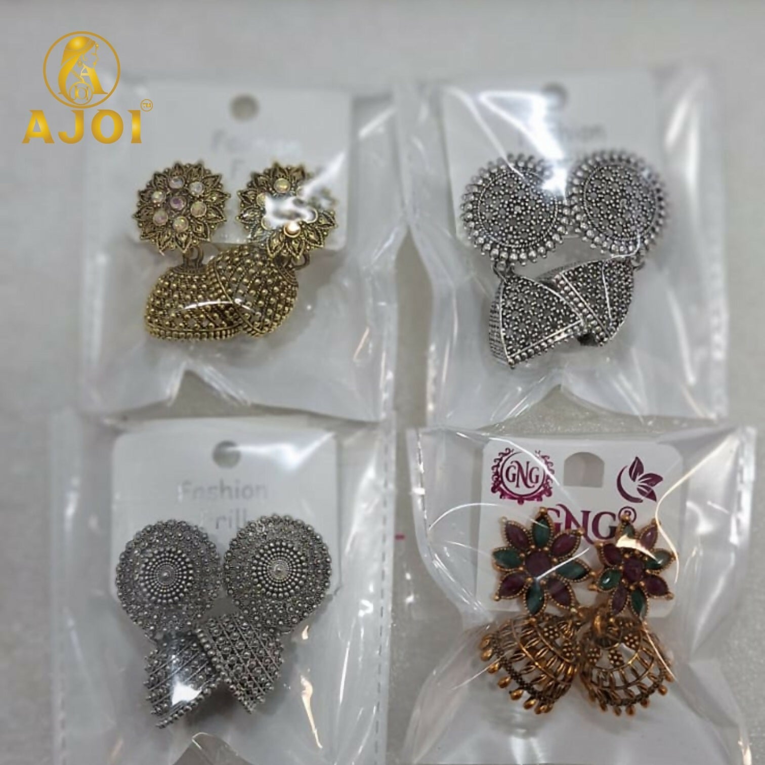 Royal Heritage Stud Earrings – Elegant Ethnic Jhumka Combo