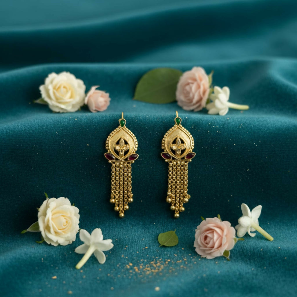 Gold-Plated Jhumka Earrings – Traditional Lightweight Fancy Jewellery