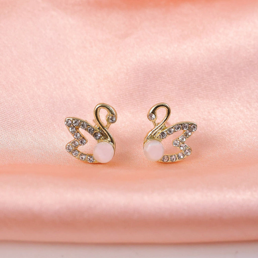 Pearl Butterfly Stud Earrings – Gold Plated Elegant Design | HV