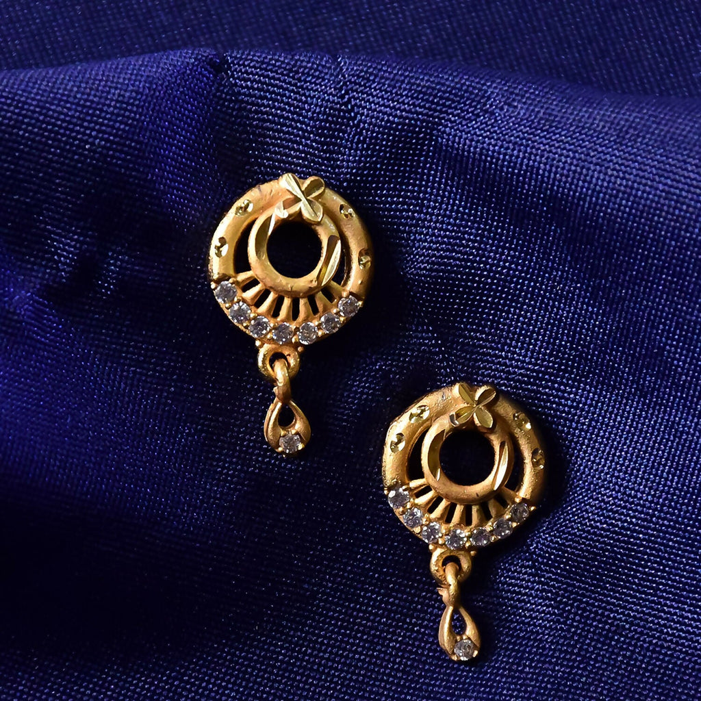 Circular Drop Earrings with Crystal Accents – Elegant Party Wear