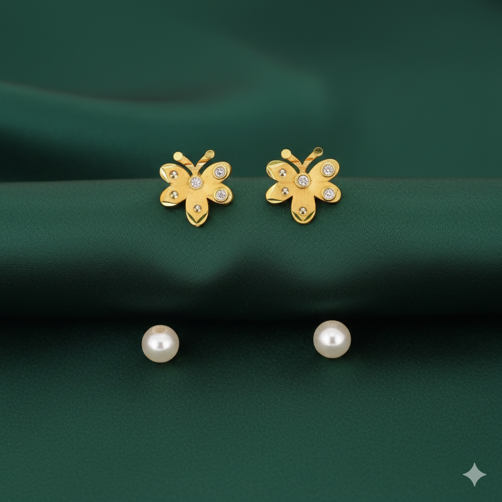 Gold Plated Floral Stud Earrings – Elegant Everyday Wear