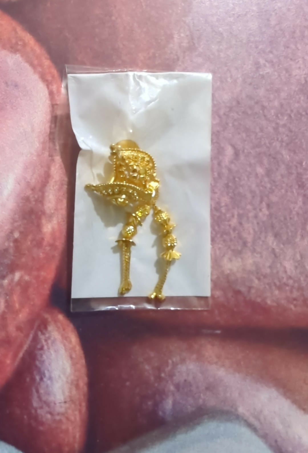 Gold-Plated Jhumka Earrings – Traditional Long Chain Beads Jewellery