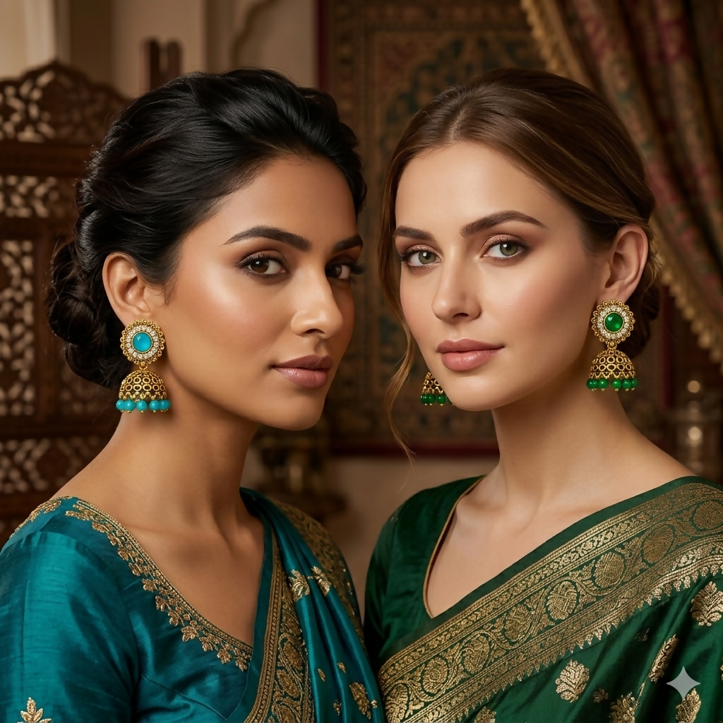Multicolor Stone Jhumka Earrings – Elegant & Traditional Design
