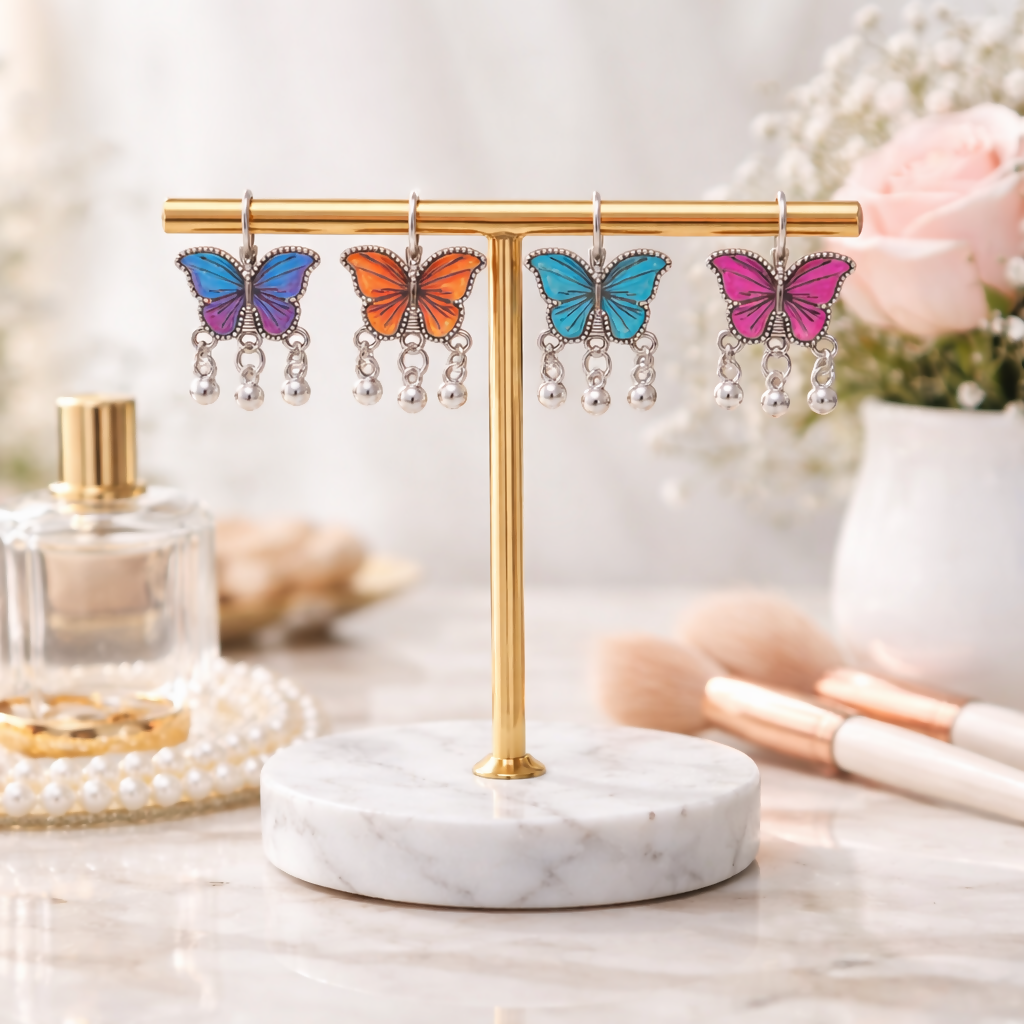 Butterfly Earrings – Colourful Enamel Dangles for Women
