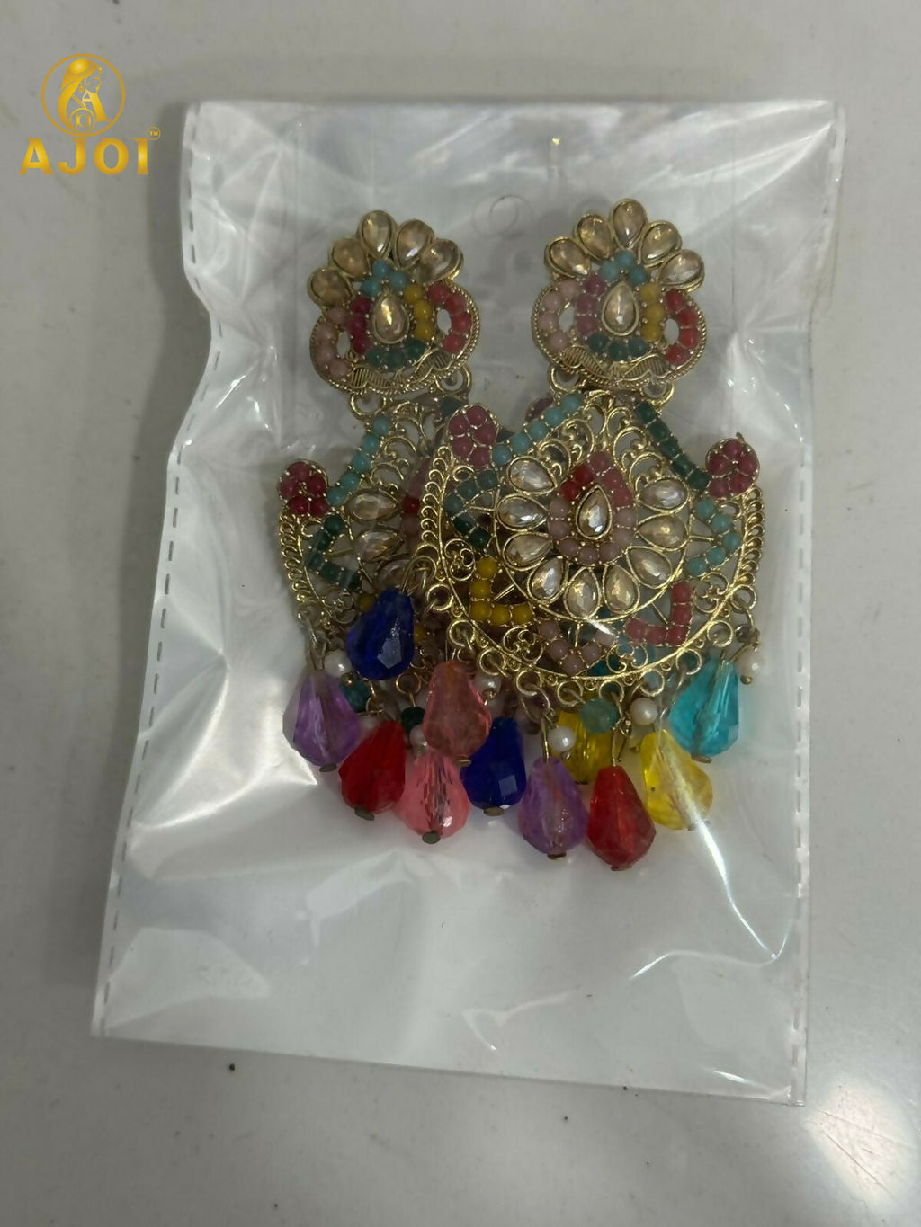 Kundan Chandbali Earrings – Royal Multicolor Antique Gold Finish