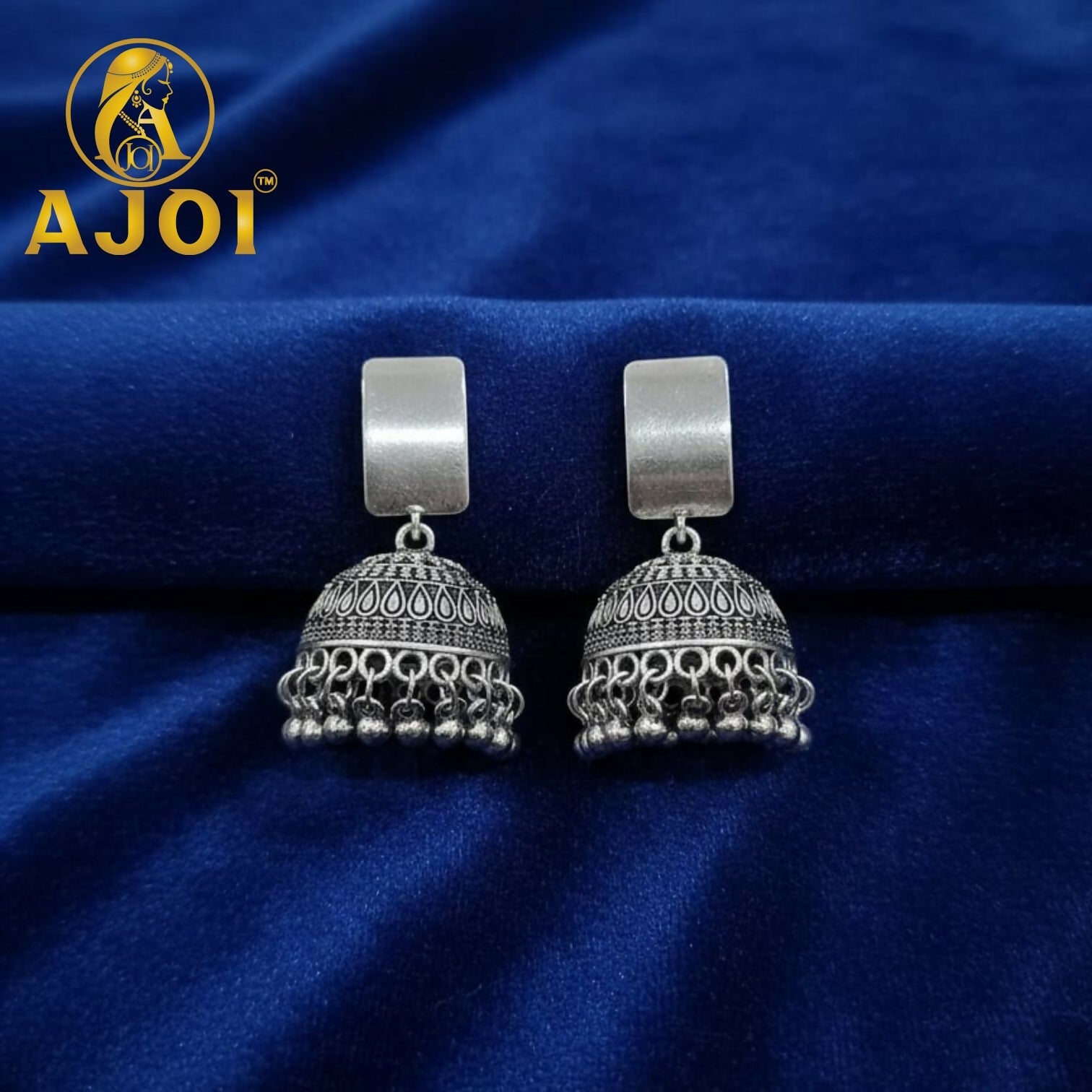 Oxidised Silver Dome Jhumka Earrings – Traditional Ghungroo Charm