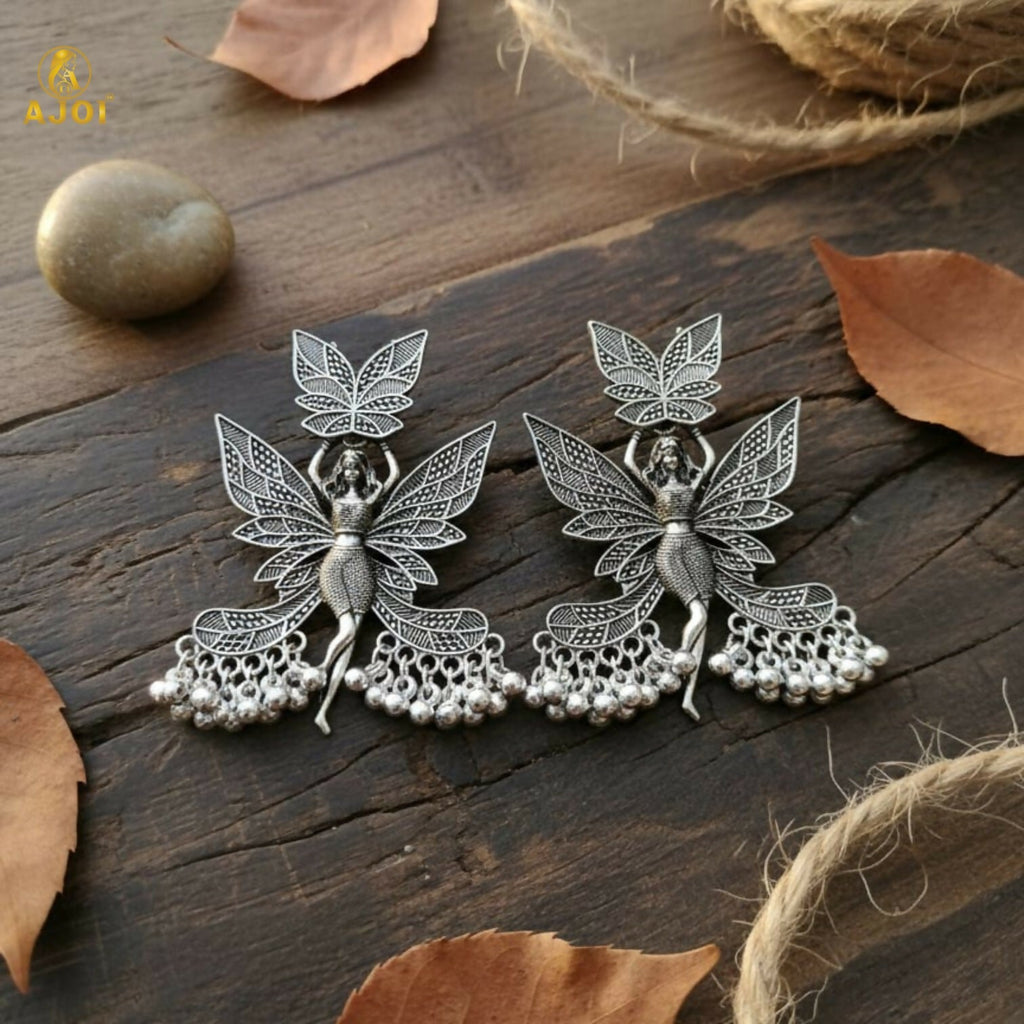 Fairy Wing Oxidized Silver Earrings – Lightweight Statement Design