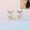 Mermaid Tail Pearl Stud Earrings – Elegant Korean Style Jewelry