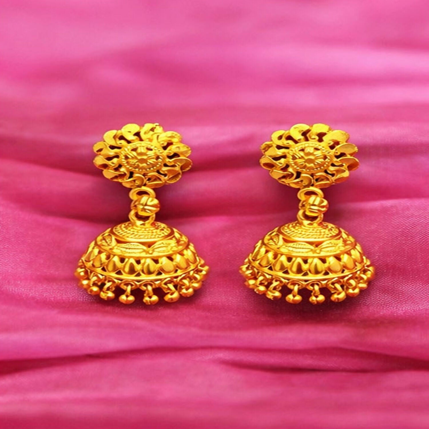 Gold Plated Traditional Jhumka Earrings – Lightweight & Elegant