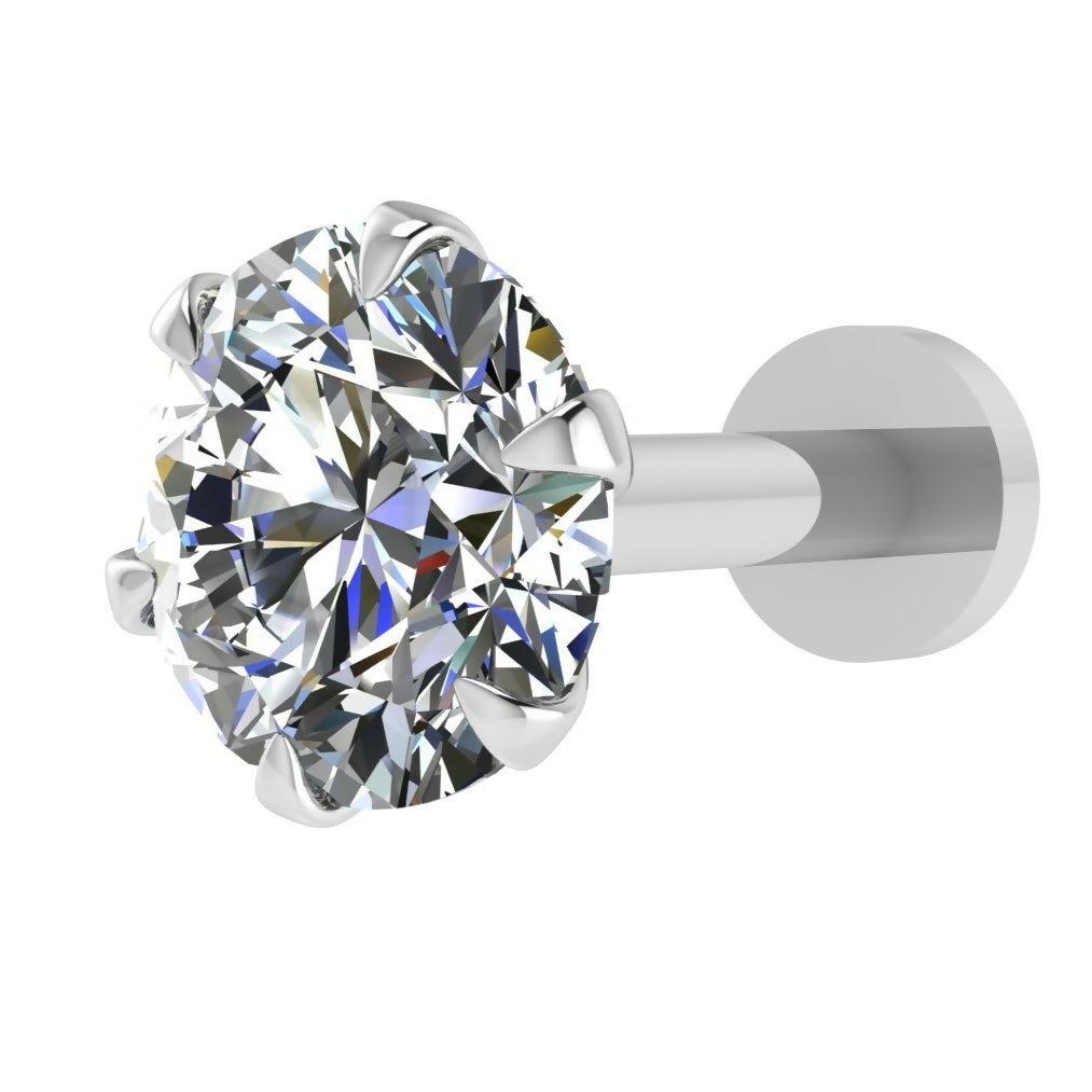 Silver Plated CZ Solitaire Stud Earrings – Comfortable Flat Back Design