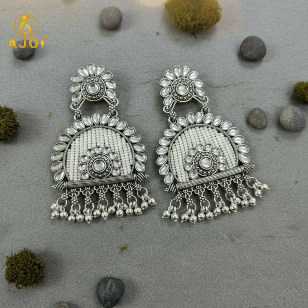 Oxidized Silver Jeco Chandbali Earrings – Elegant Traditional Jewelry