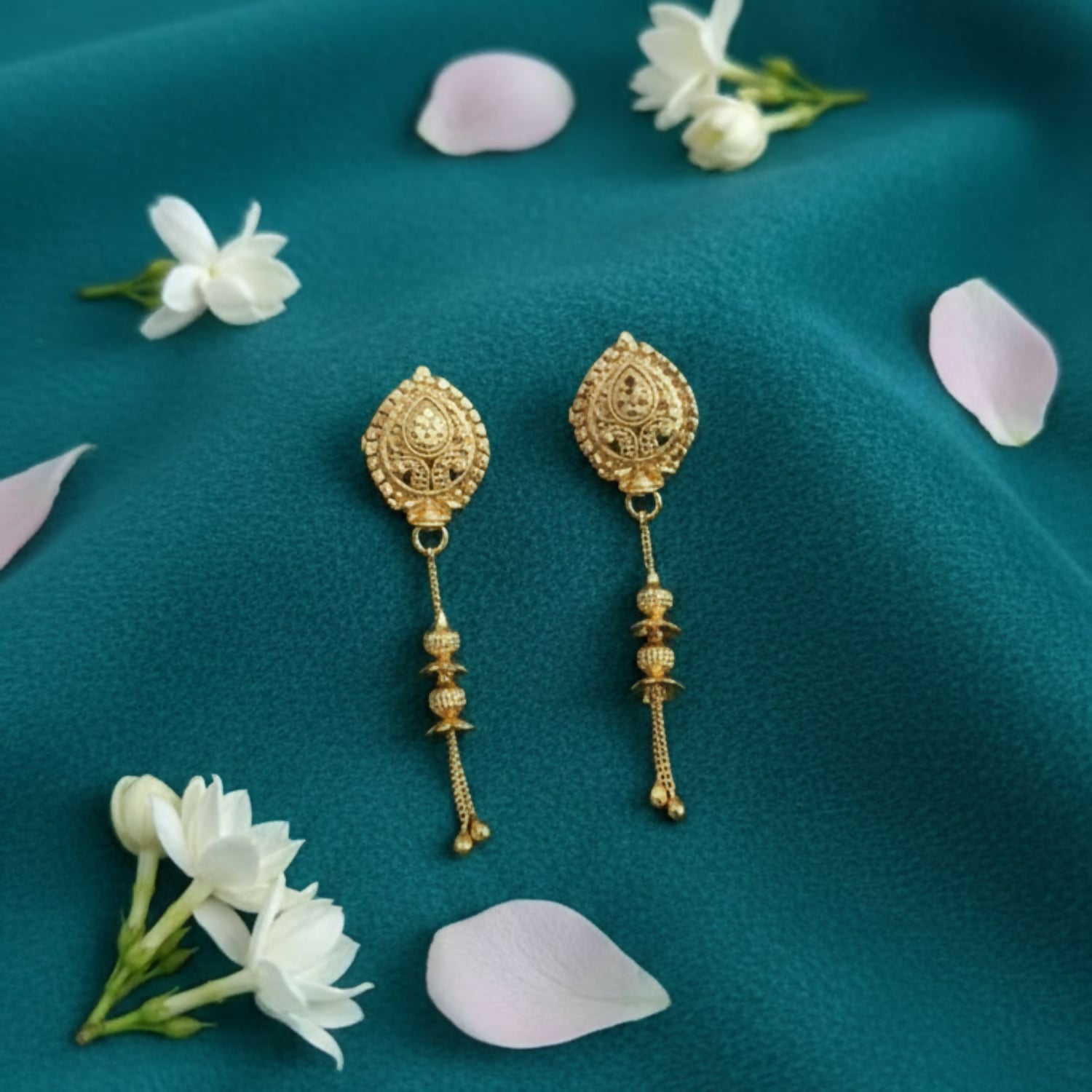 Gold-Plated Jhumka Earrings – Lightweight Traditional Enamel Jewelry