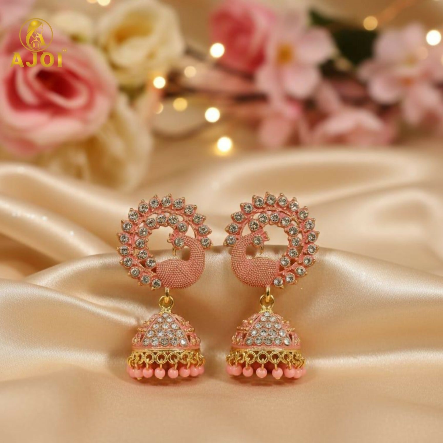 Red Stone Bridal Jhumka Earrings – Elegant Festive Jewelry